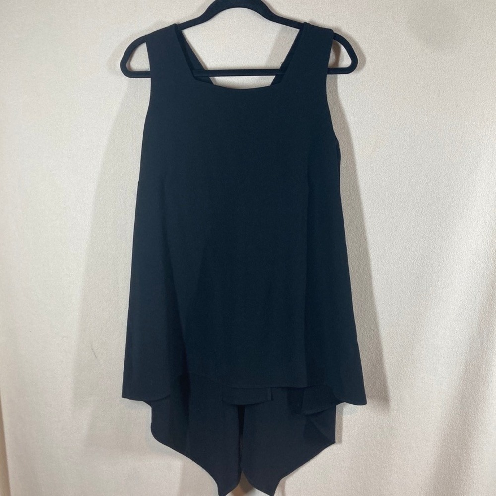 Jason by Comfy USA Square Neck Tank Asymmetric Drapey Back M‎ Black Minimalist